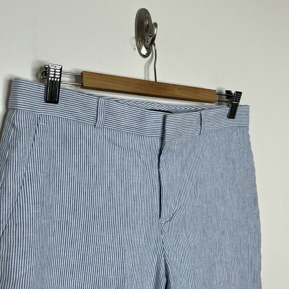 Banana Republic Avery Striped Pants Blue White Womens 8 Preppy Nautical Linen - Picture 2 of 8